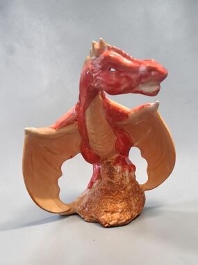 Hand Painted Ceramic Dragon Statue Large Figurine Collectible Fantasy Dungeon